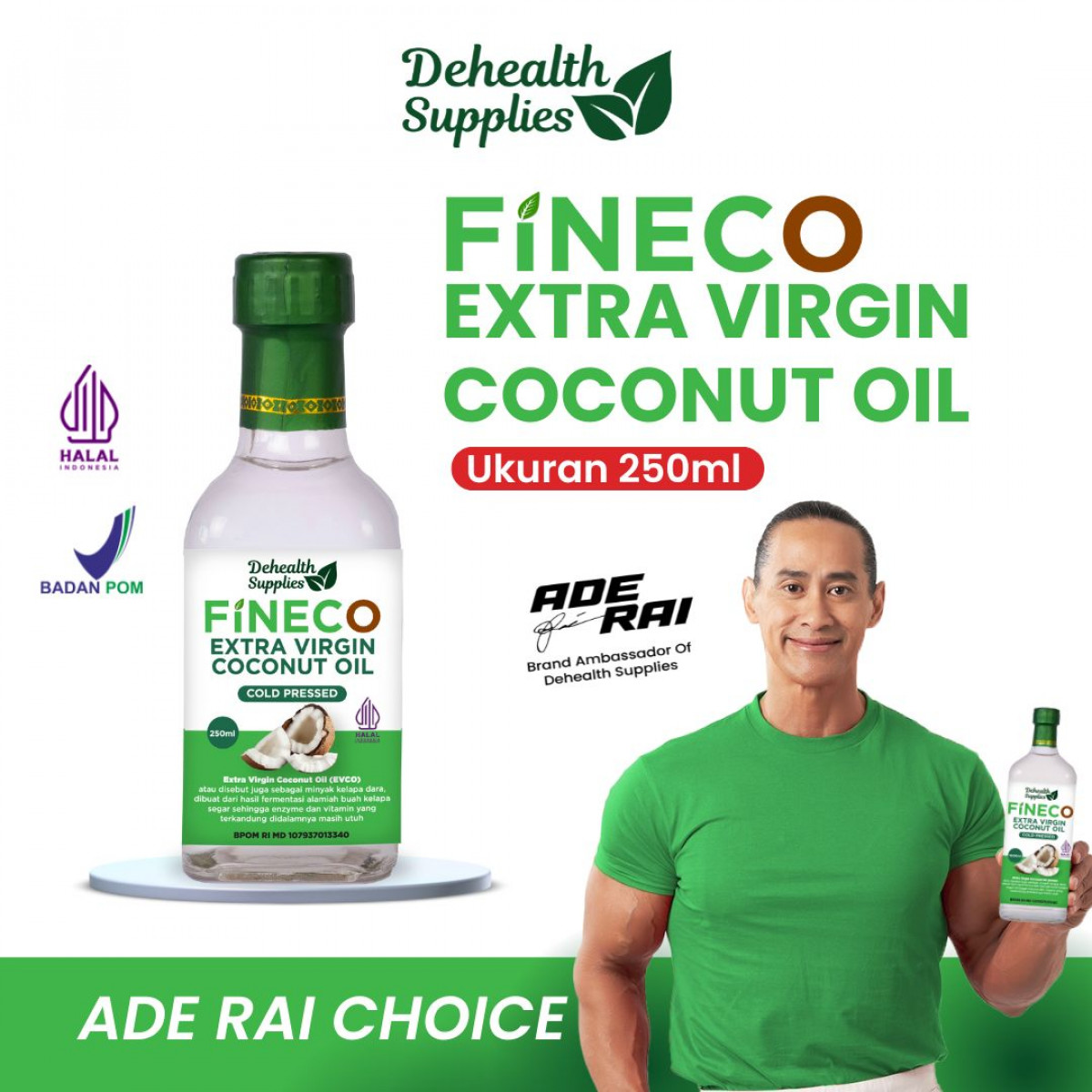 Fineco Extra Virgin Coconut Oil / EVCO 250ml (Botol Kaca)