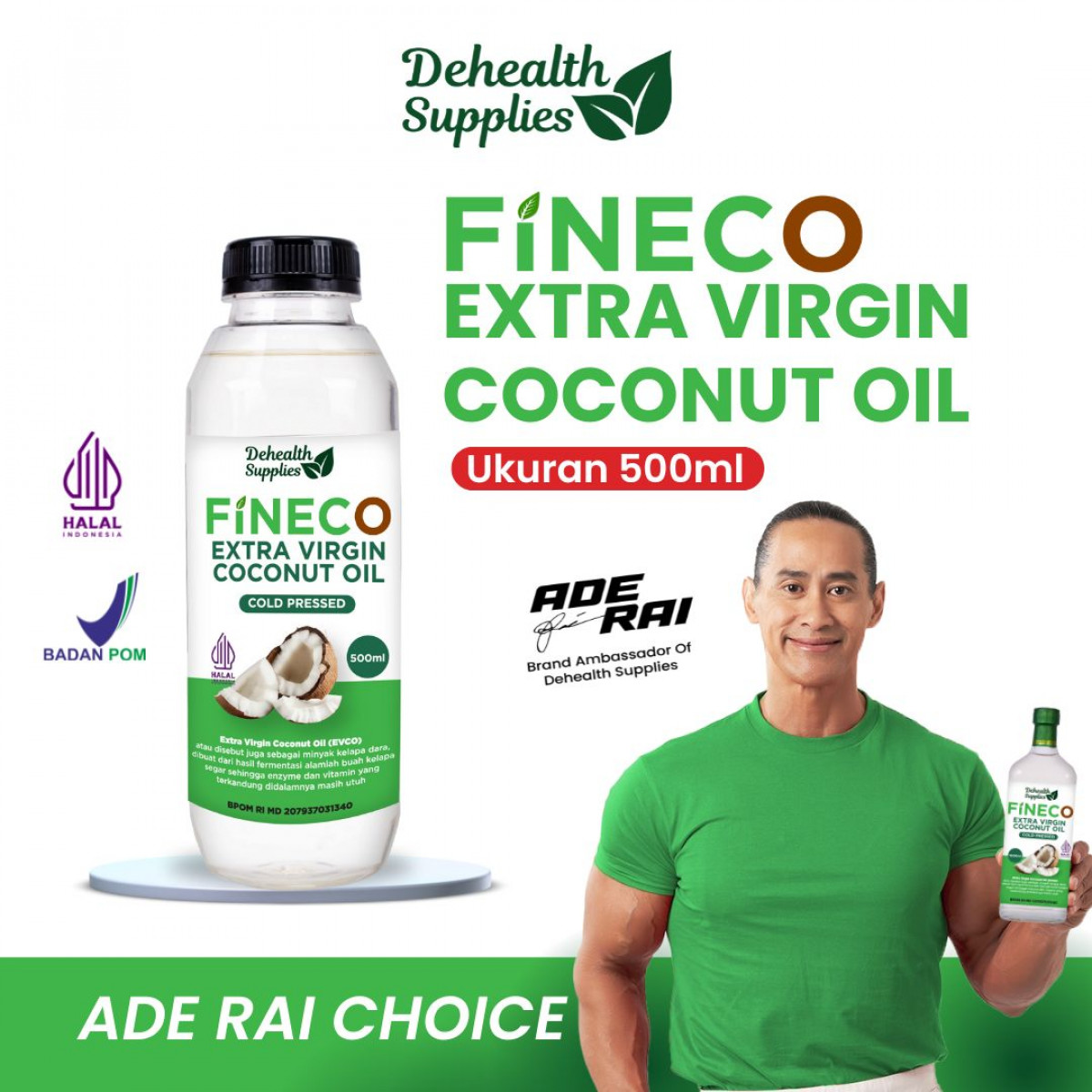 Fineco Extra Virgin Coconut Oil / EVCO 500ml (Botol Plastik)